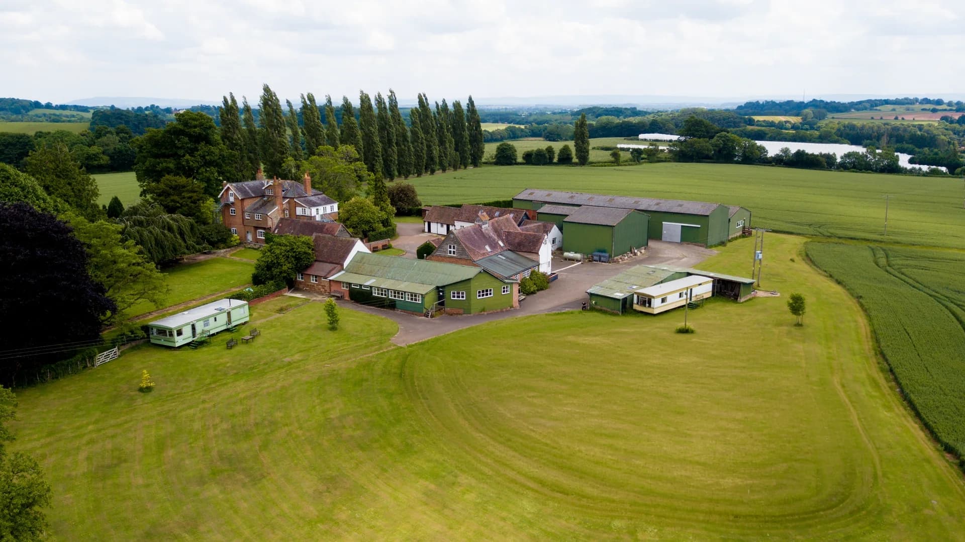 Aerial view of The Poplars estate in Herefordshire